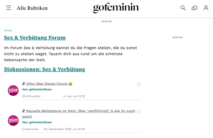 Forum érotique Gofeminin avec une forte proportion de femmes