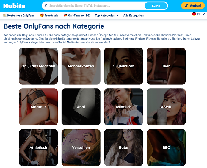 hubite.com Meilleurs Onlyfans par catégorie