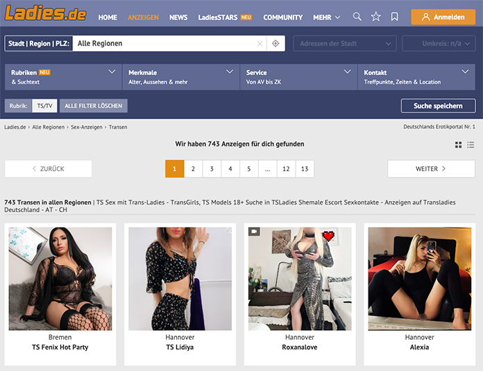 Trouvez des contacts transsexuels avec ladies.de