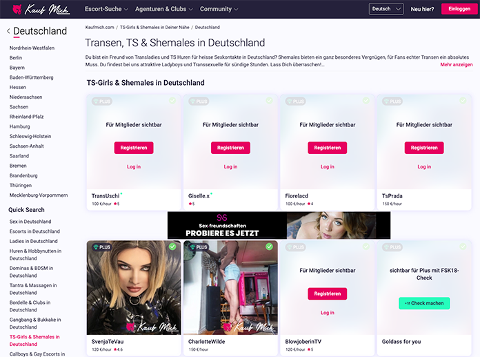 Putes transsexuelles et transexuelles sur kaufmich.com